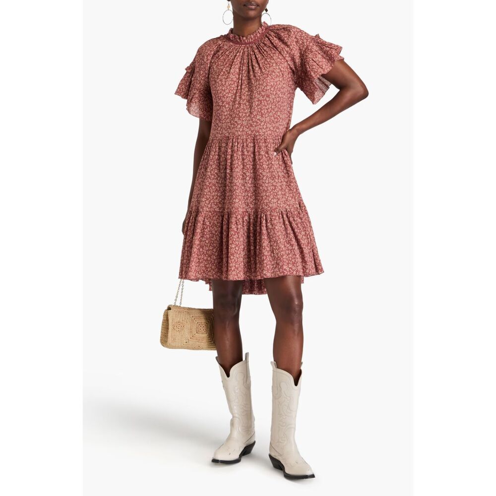 NWTs Ulla Johnson Floral Ruffle Sleeve Mini Dress